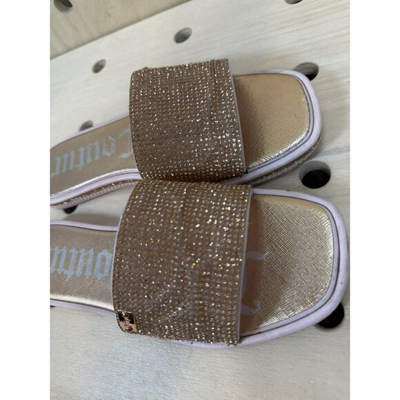 Juicy Couture Pink Rose Gold Sandals Glitter Strap Slides Size 7 SKU #4446 - Picture 6 of 10